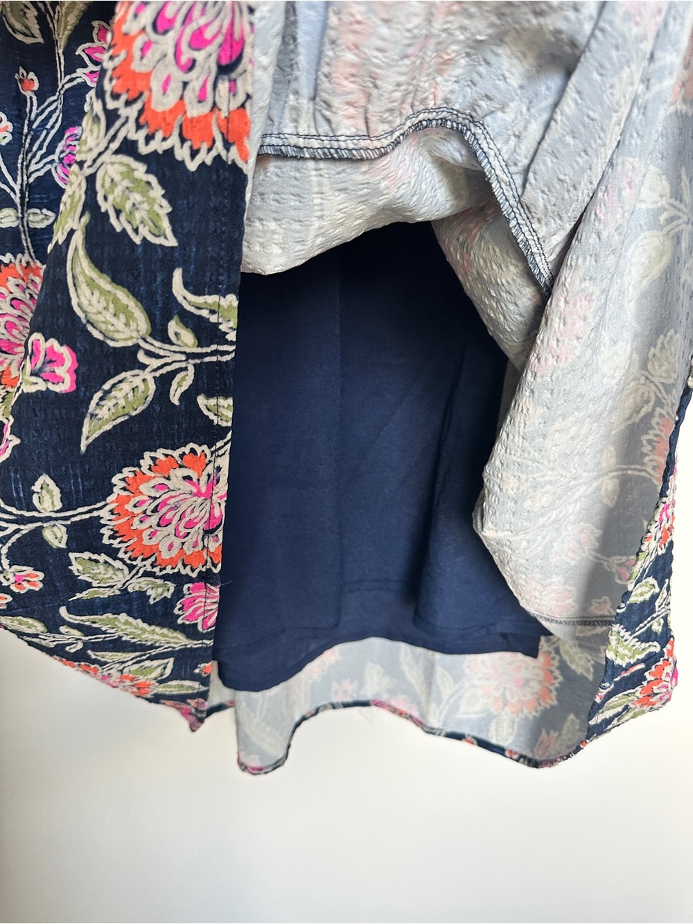 THML Navy Floral Tiered Puff Sleeve Dress with Pink and Orange Blooms - Picture 8 of 12